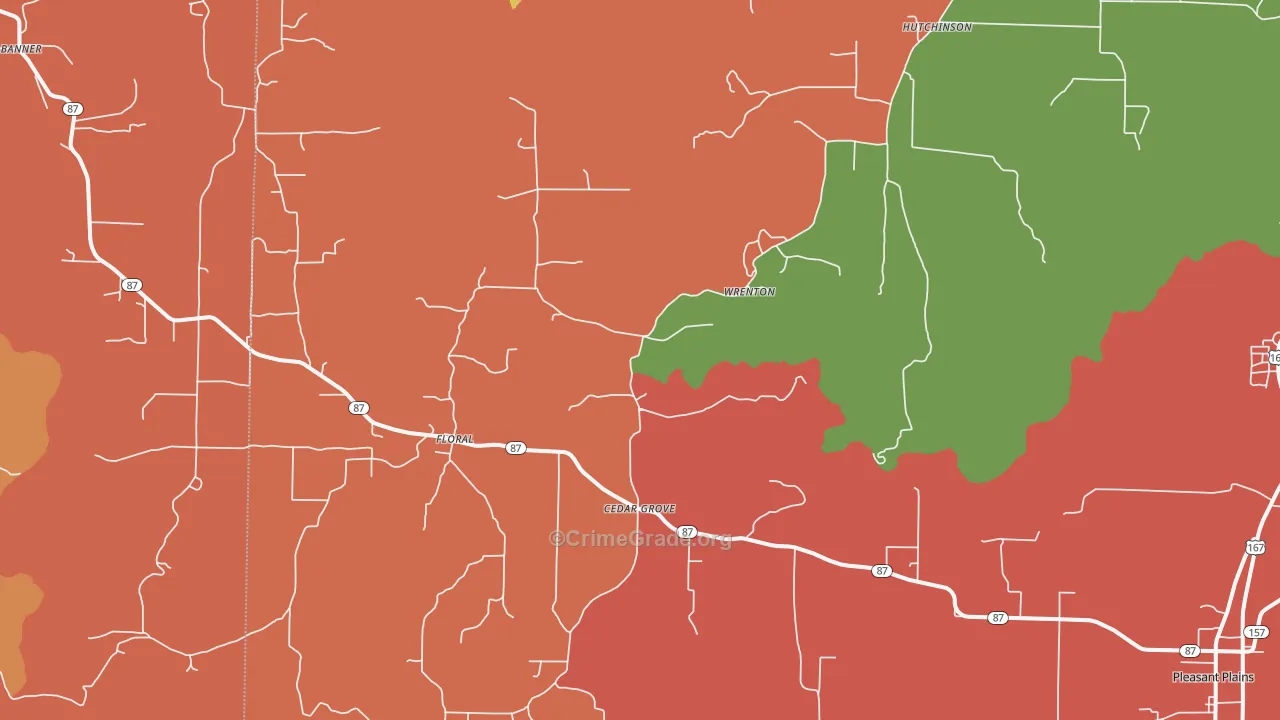 Floral, AR Map of Drug-Related Crime Rates