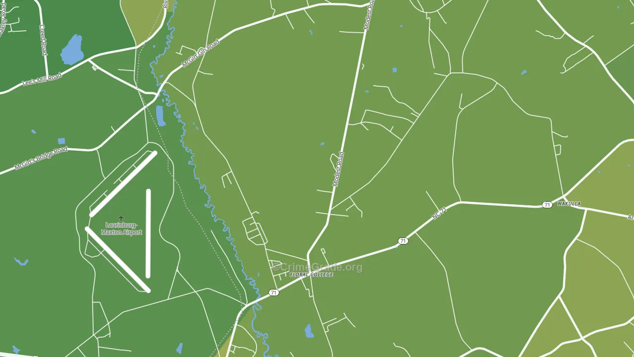Floral College, NC Map of Drug-Related Crime Rates