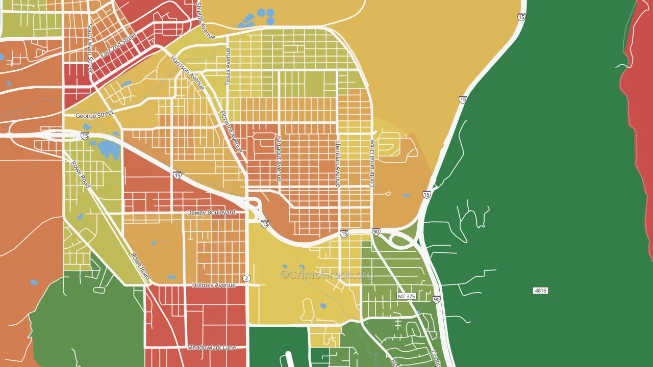 Floral Park, Butte, MT Map of Drug-Related Crime Rates