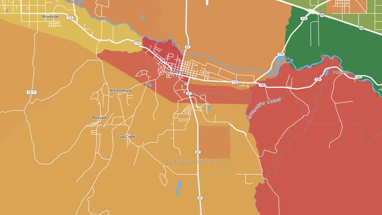 Florence, CO Map of Drug-Related Crime Rates