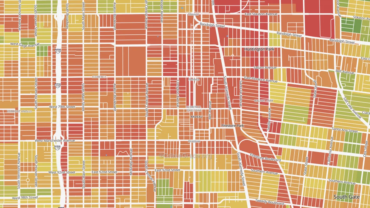 Florence-Graham, CA Map of Drug-Related Crime Rates