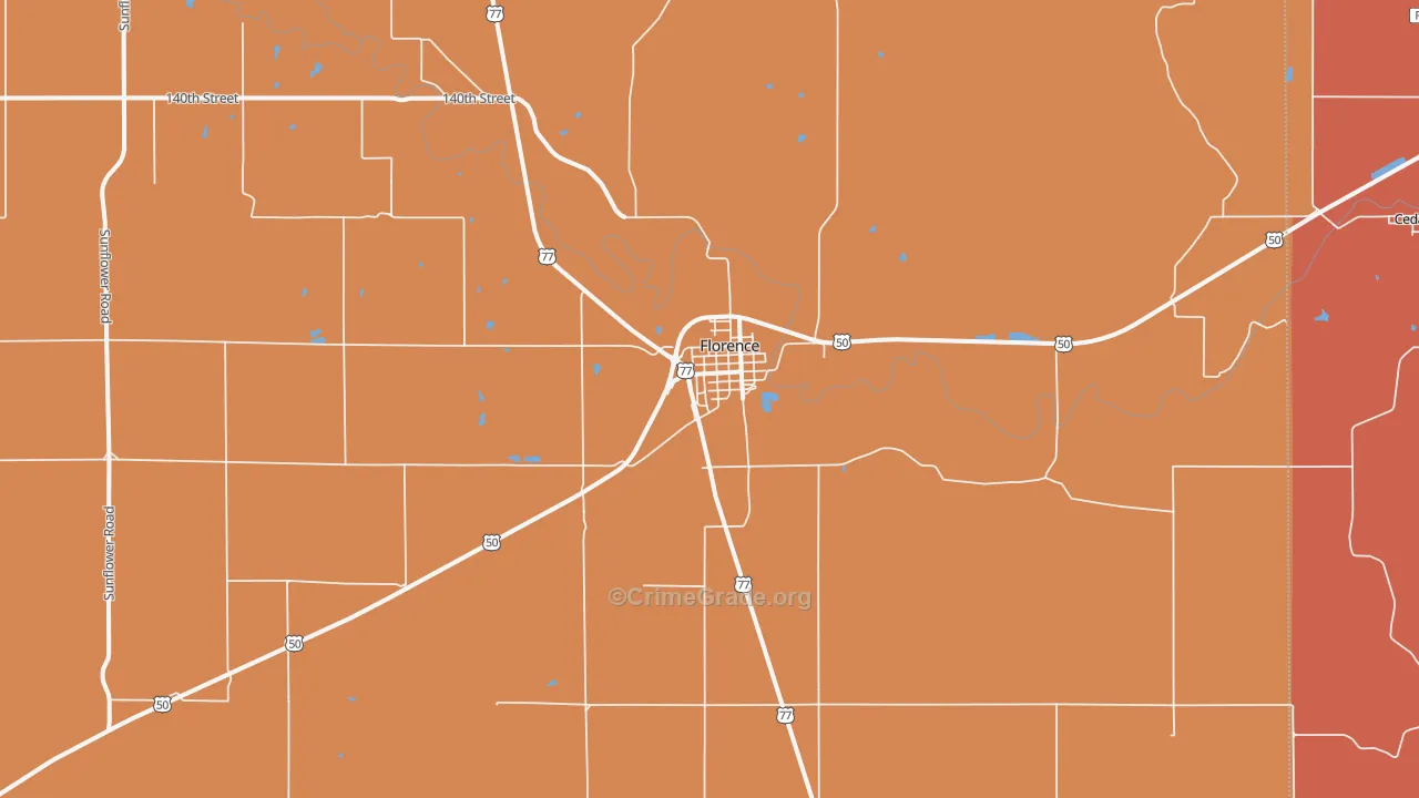 Florence, KS Map of Drug-Related Crime Rates
