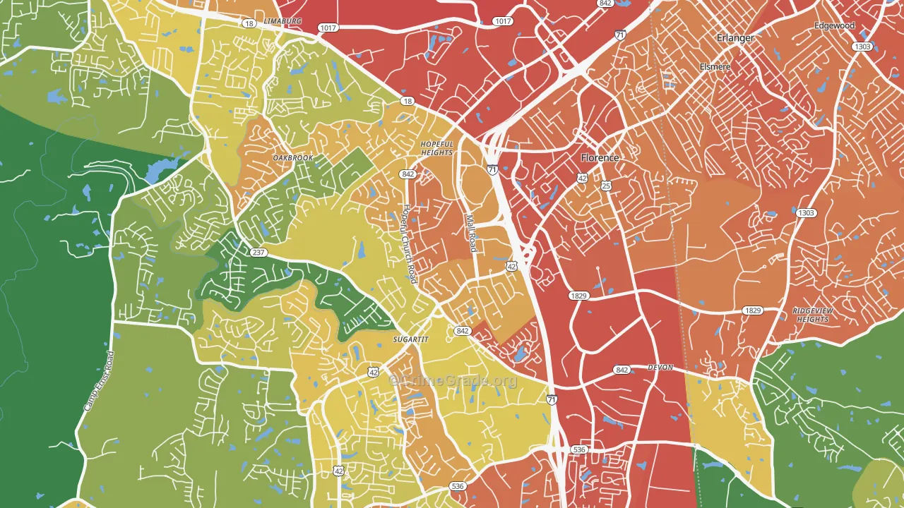 Florence, KY Map of Drug-Related Crime Rates