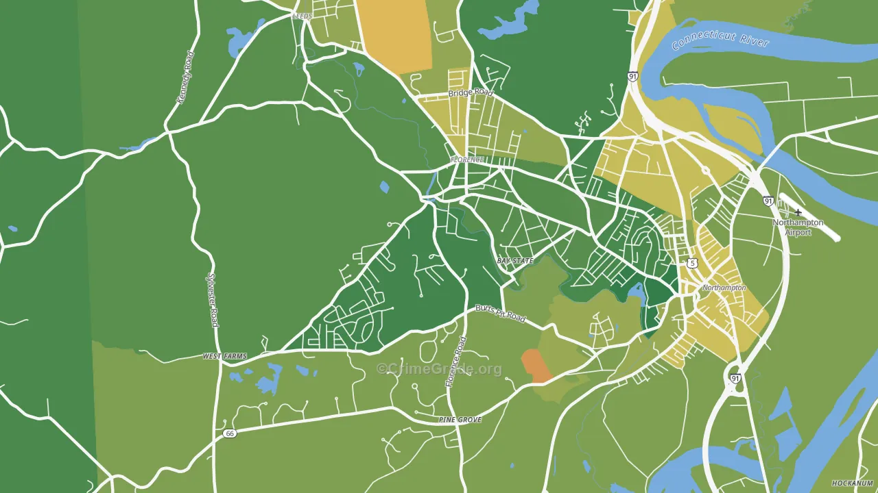Florence, MA Map of Drug-Related Crime Rates