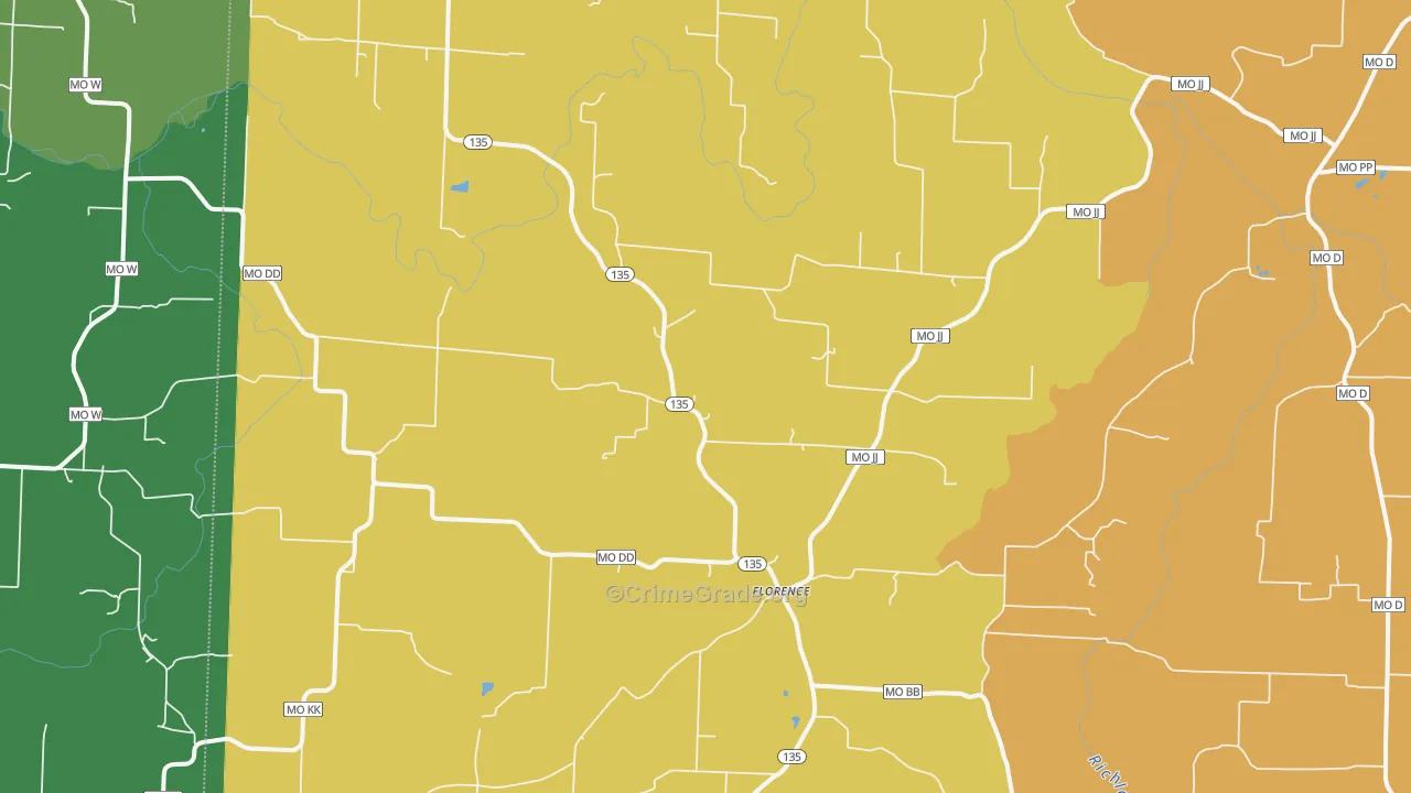 Florence, MO Map of Drug-Related Crime Rates