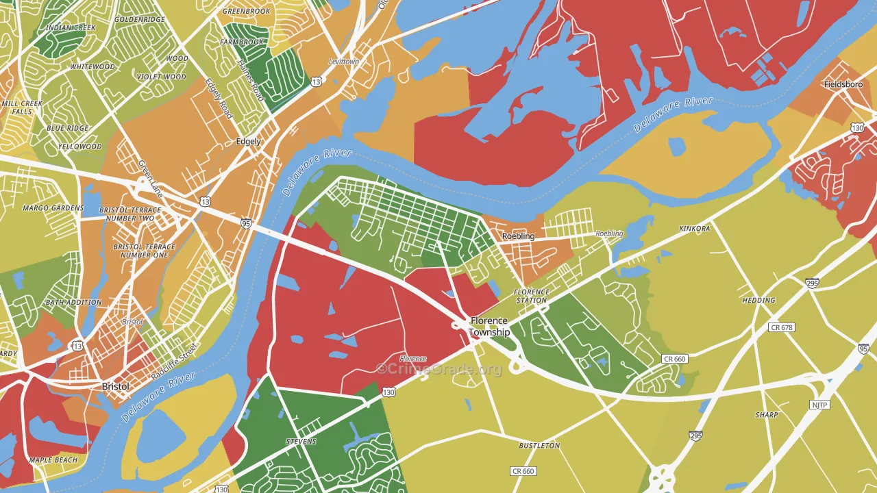 Florence, NJ Map of Drug-Related Crime Rates