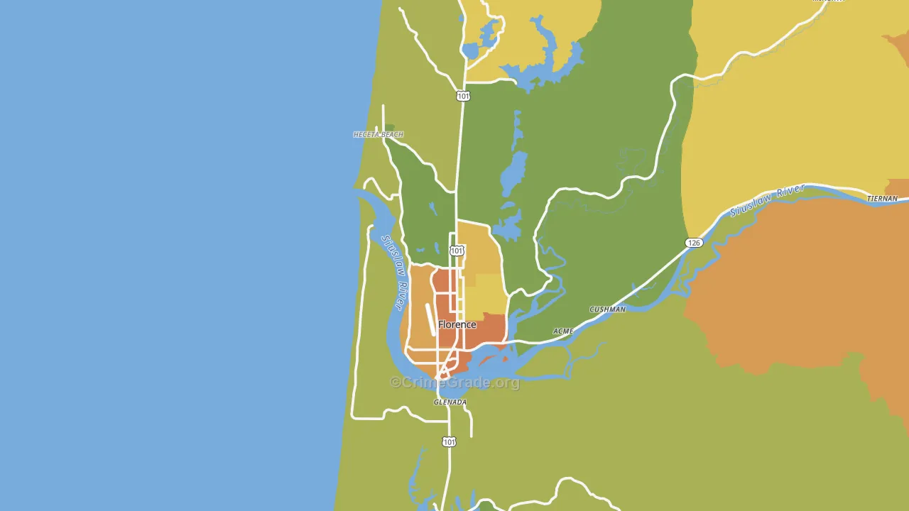 Florence, OR Map of Drug-Related Crime Rates