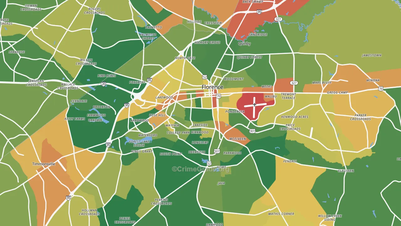 Florence, SC Map of Drug-Related Crime Rates