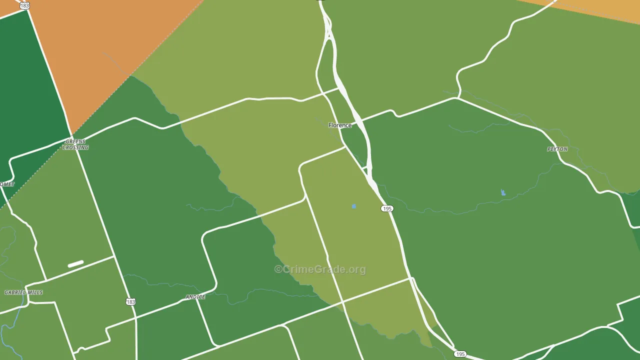 Florence, TX Map of Drug-Related Crime Rates