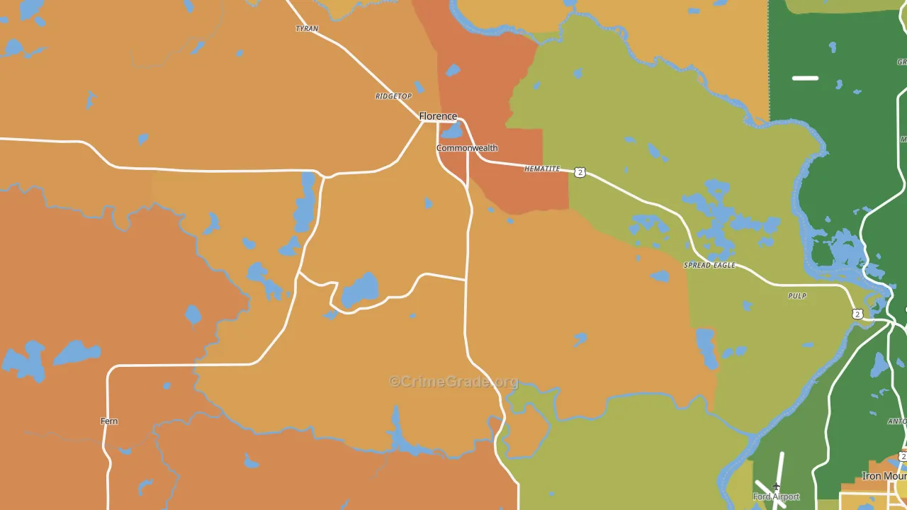 Florence, WI Map of Drug-Related Crime Rates