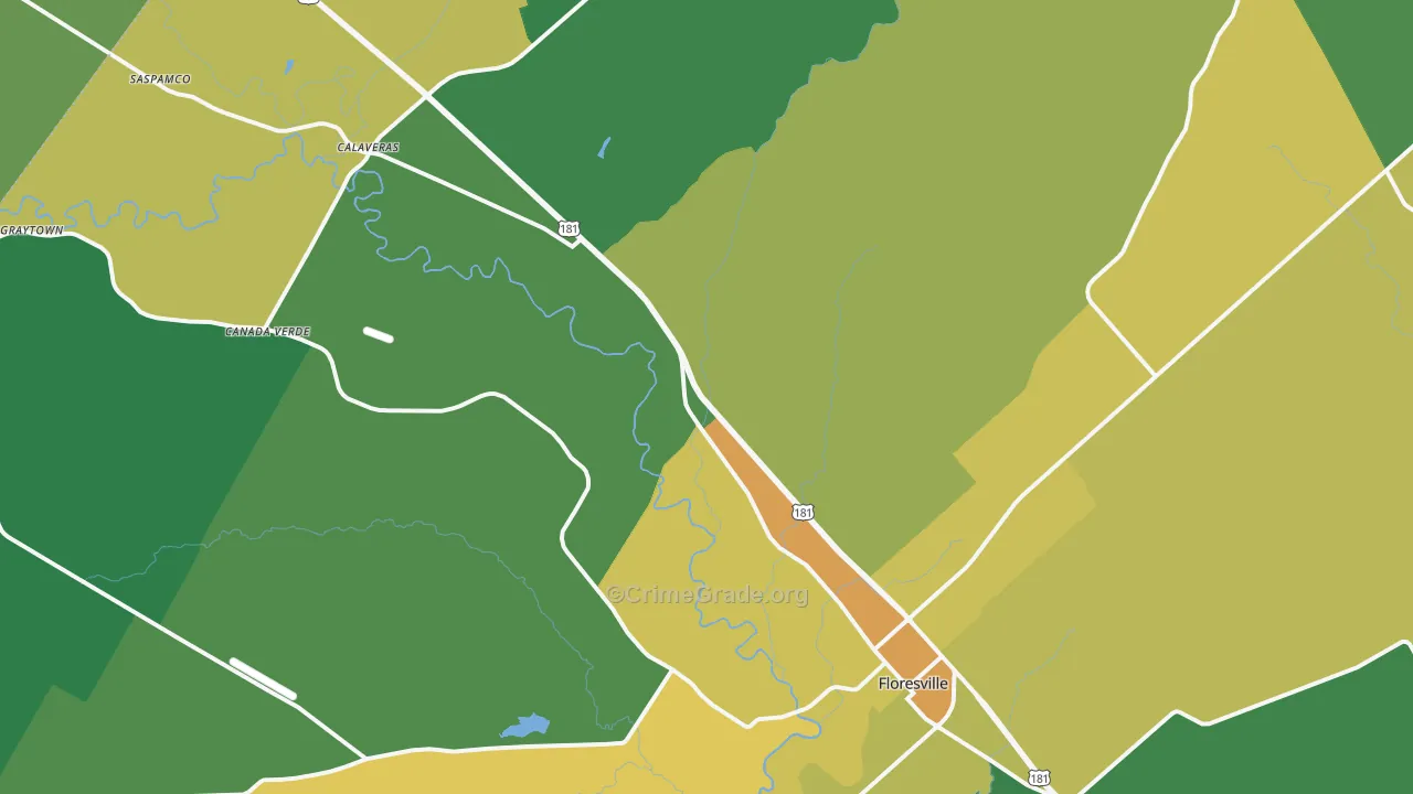 Floresville, TX Map of Drug-Related Crime Rates