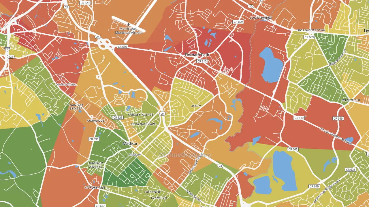 Florham Park, NJ Map of Drug-Related Crime Rates