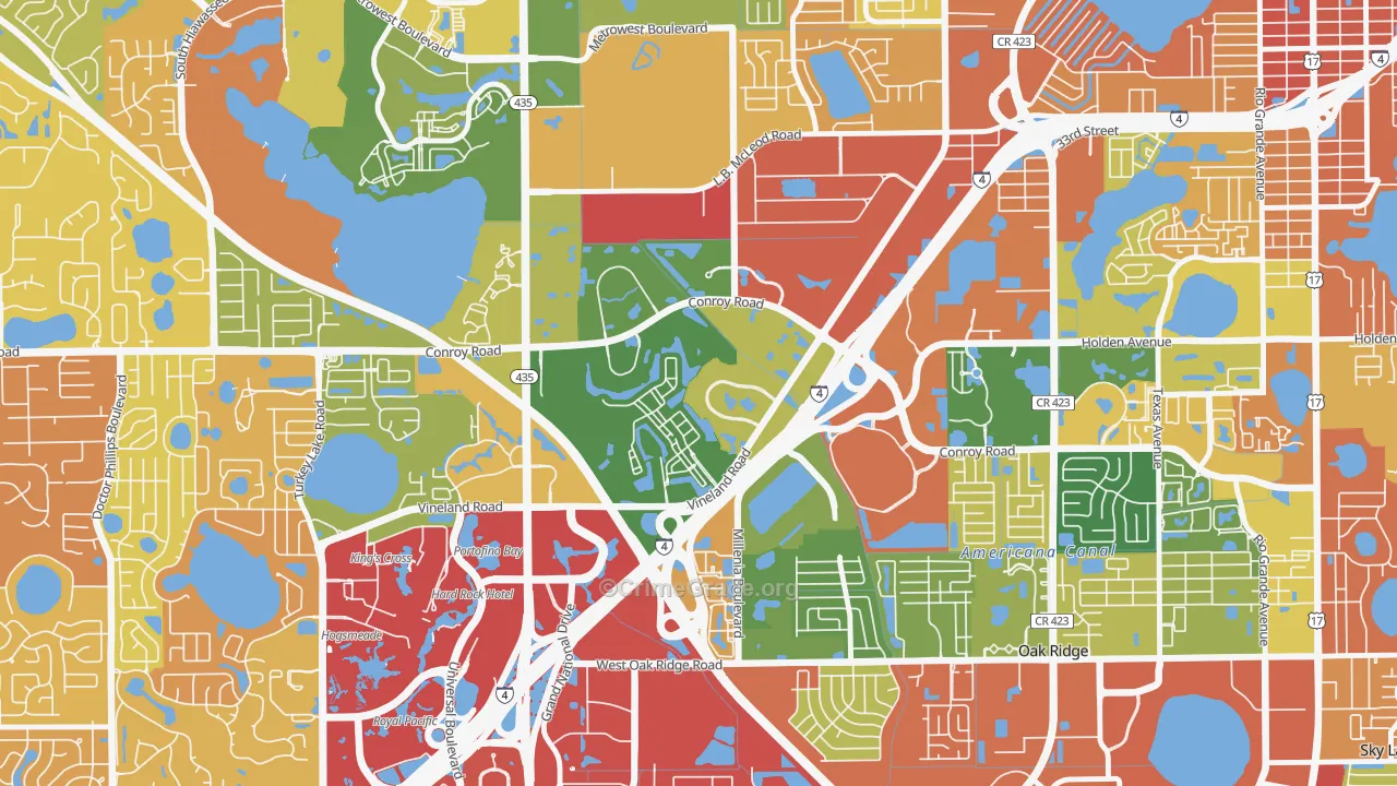 Florida Center North, Orlando, FL Map of Drug-Related Crime Rates
