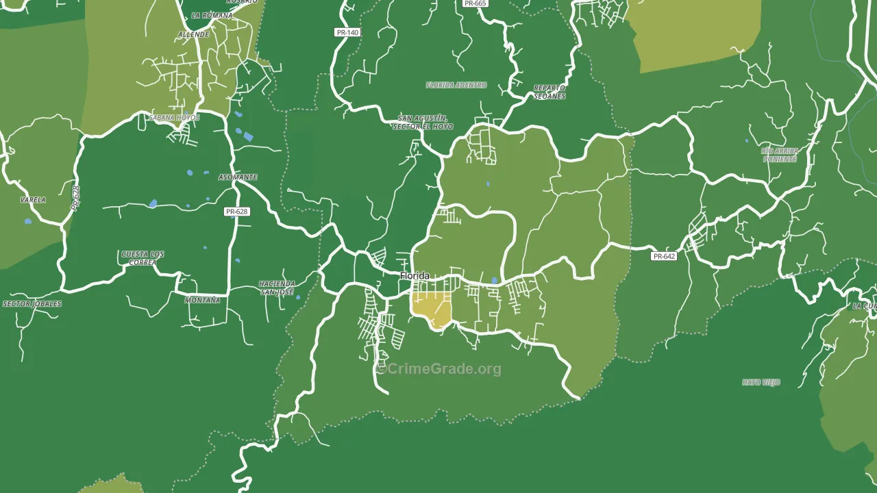 Florida Municipio, PR Map of Drug-Related Crime Rates
