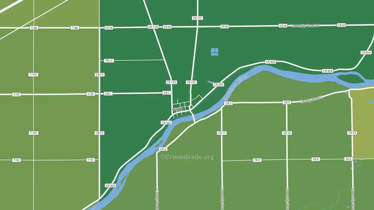 Florida, OH Map of Drug-Related Crime Rates