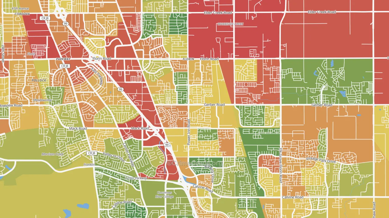 Florin, CA Map of Drug-Related Crime Rates