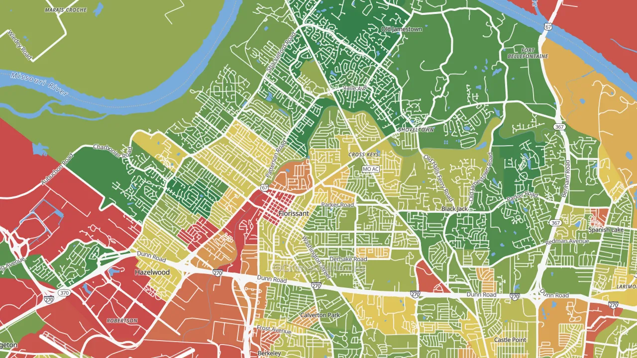 Florissant, MO Map of Drug-Related Crime Rates