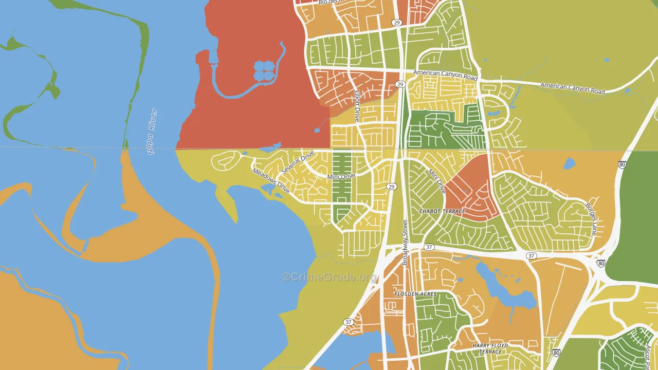 Flosden, Vallejo, CA Map of Drug-Related Crime Rates