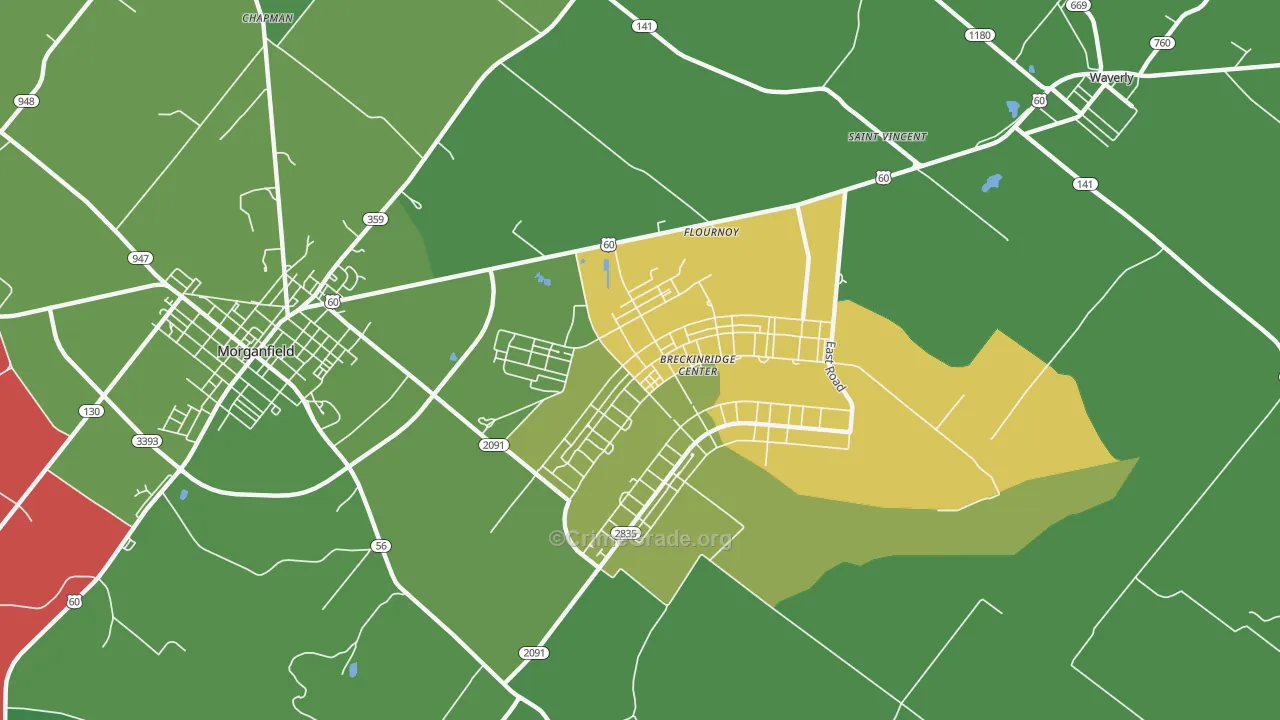 Flournoy, KY Map of Drug-Related Crime Rates