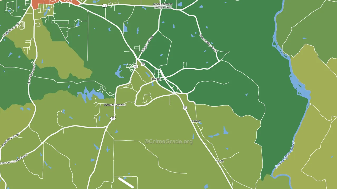 Flovilla, GA Map of Drug-Related Crime Rates