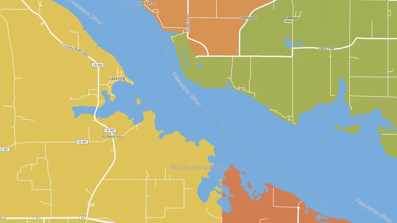 Flower Hill, AL Map of Drug-Related Crime Rates