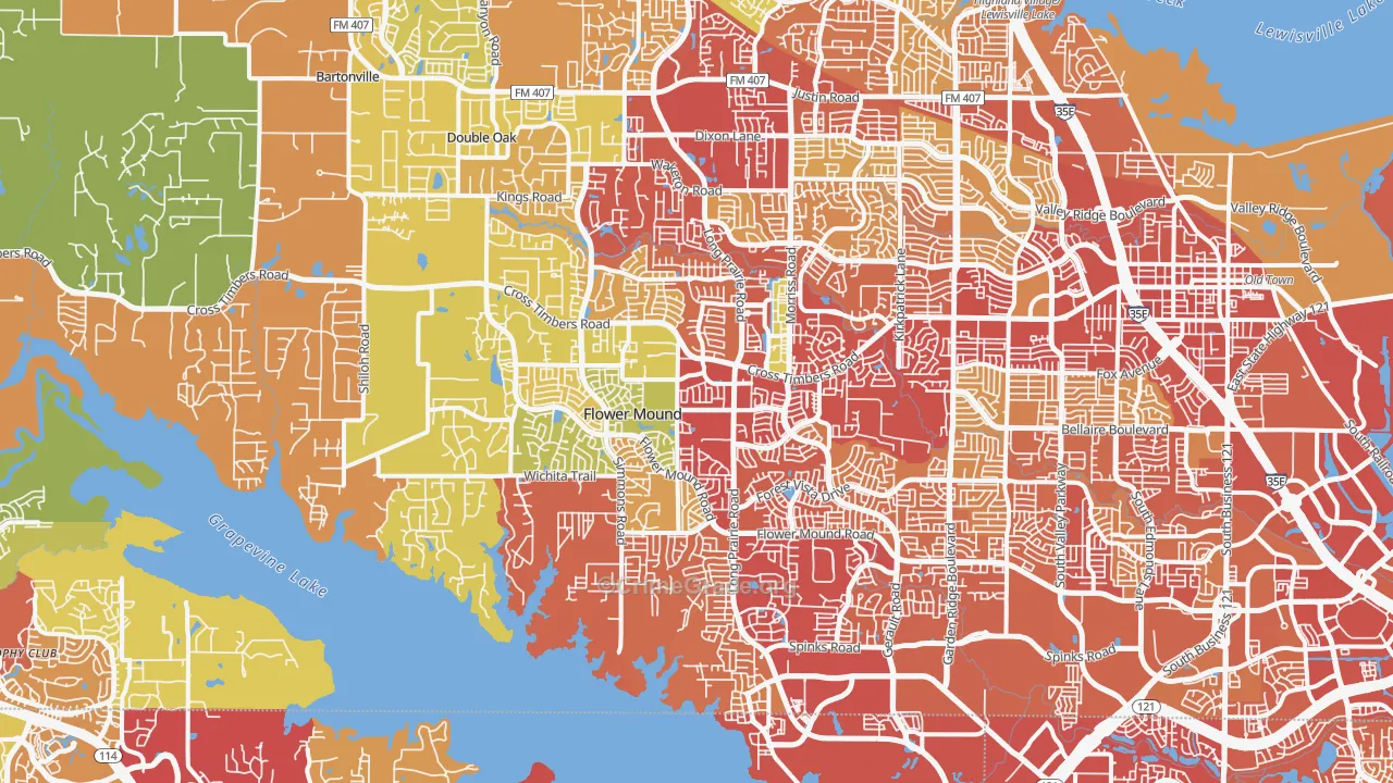 Flower Mound, TX Map of Drug-Related Crime Rates
