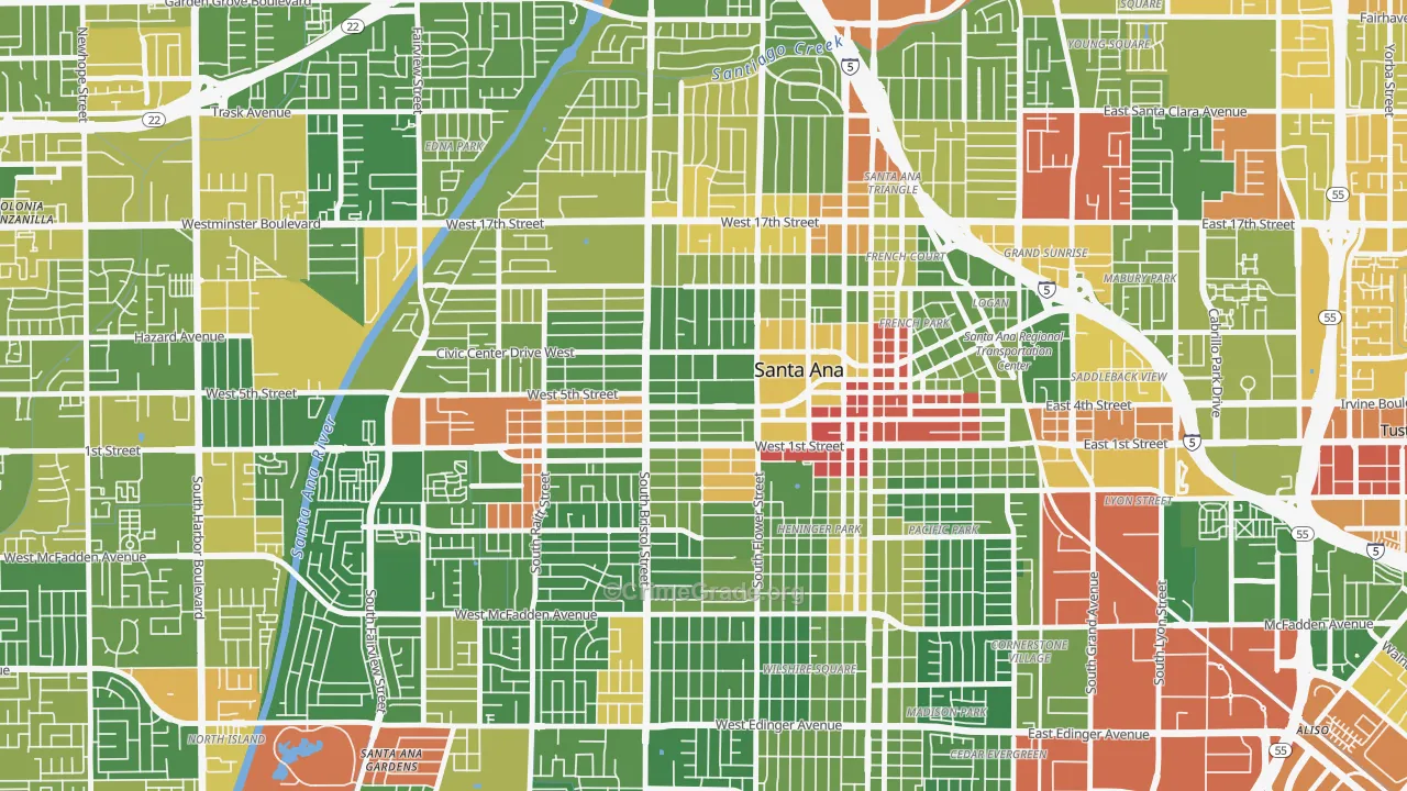 Flower Park, Santa Ana, CA Map of Drug-Related Crime Rates