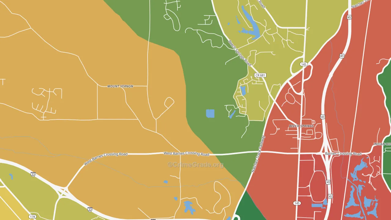 Flowerdale, MS Map of Drug-Related Crime Rates