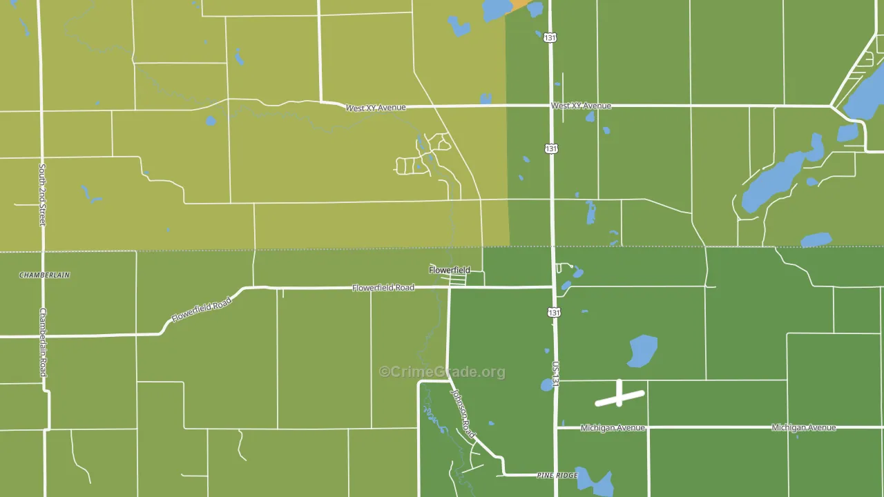 Flowerfield, MI Map of Drug-Related Crime Rates