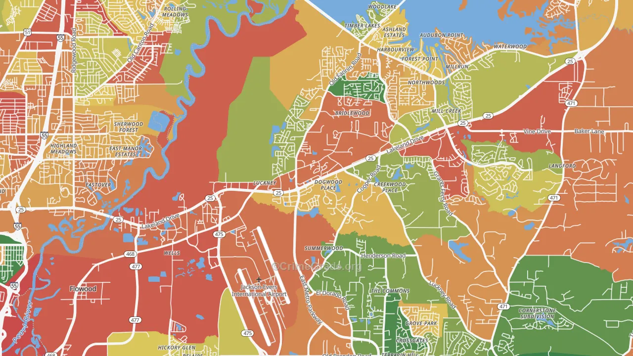 Flowood, MS Map of Drug-Related Crime Rates