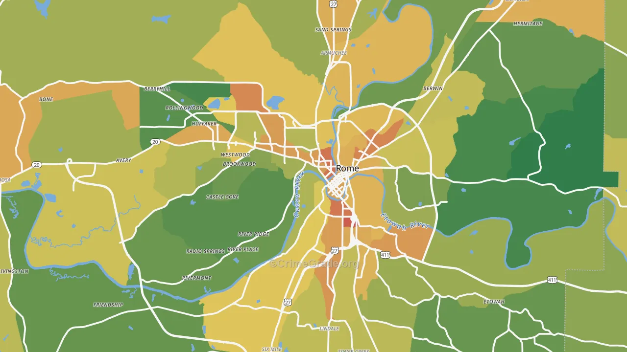 Floyd County, GA Map of Drug-Related Crime Rates