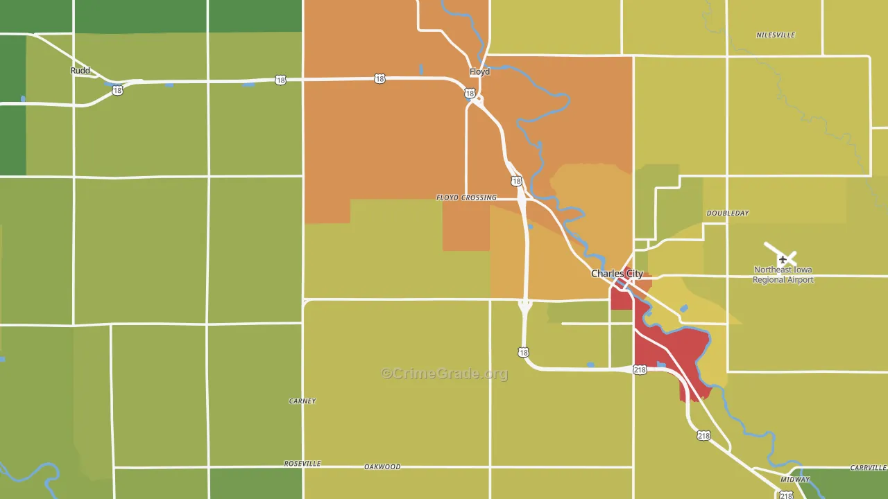 Floyd County, IA Map of Drug-Related Crime Rates