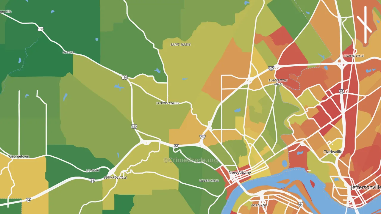 Floyd County, IN Map of Drug-Related Crime Rates
