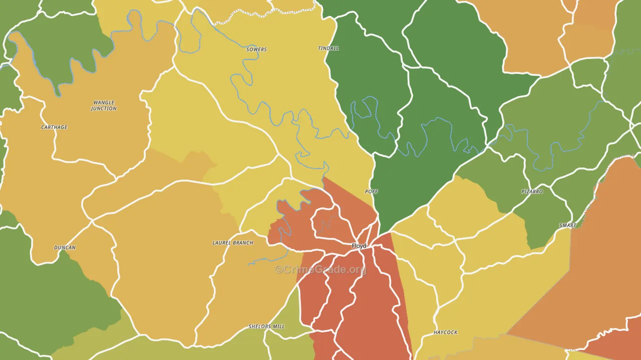 Floyd County, VA Map of Drug-Related Crime Rates