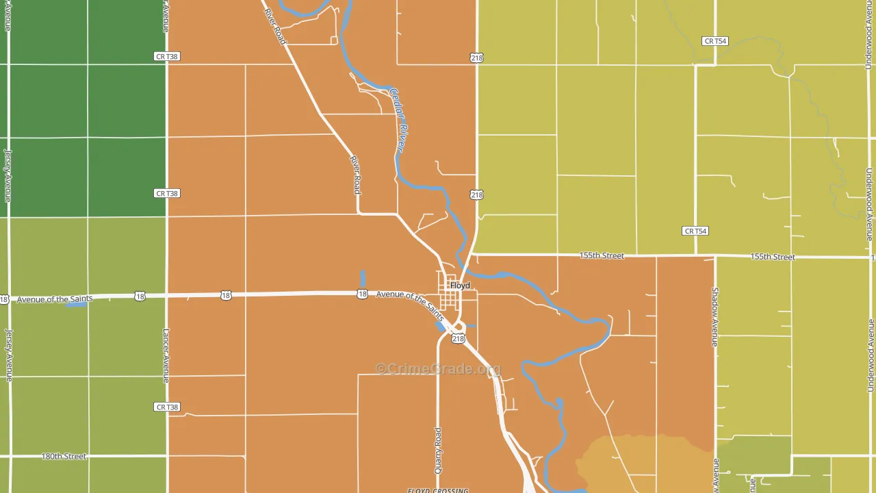 Floyd, IA Map of Drug-Related Crime Rates