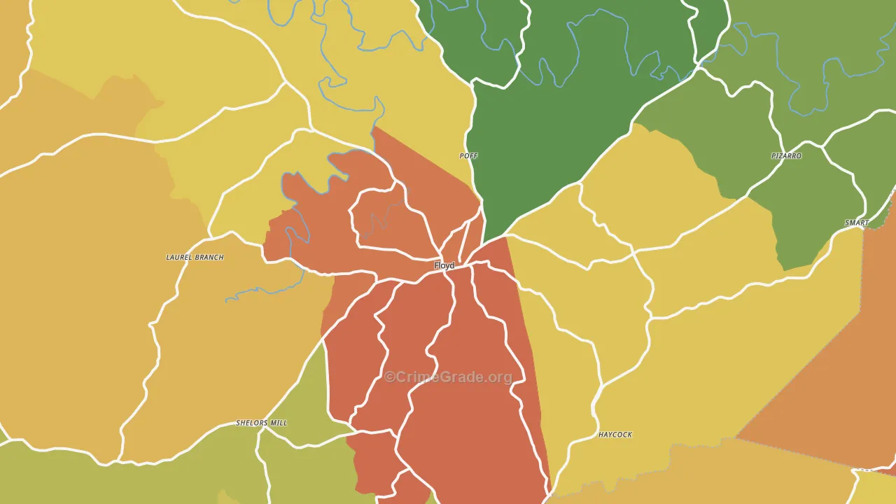 Floyd, VA Map of Drug-Related Crime Rates