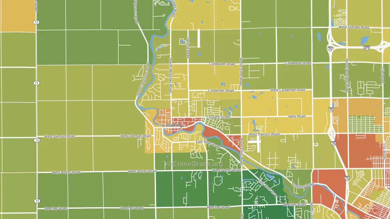Flushing, MI Map of Drug-Related Crime Rates