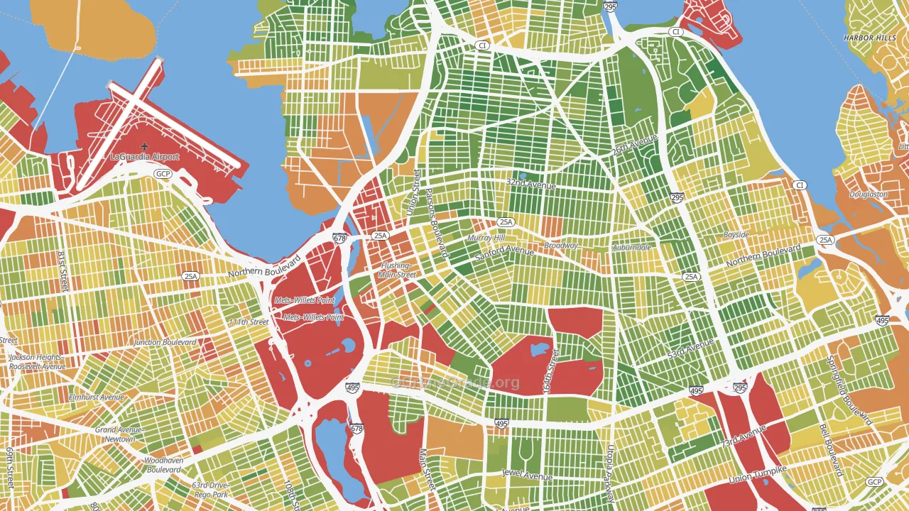 Flushing, Queens, NY Map of Drug-Related Crime Rates