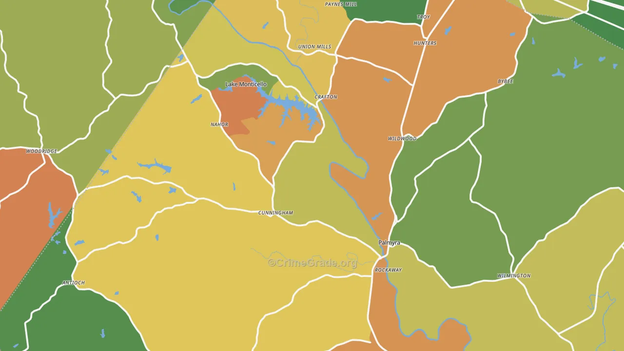 Fluvanna County, VA Map of Drug-Related Crime Rates