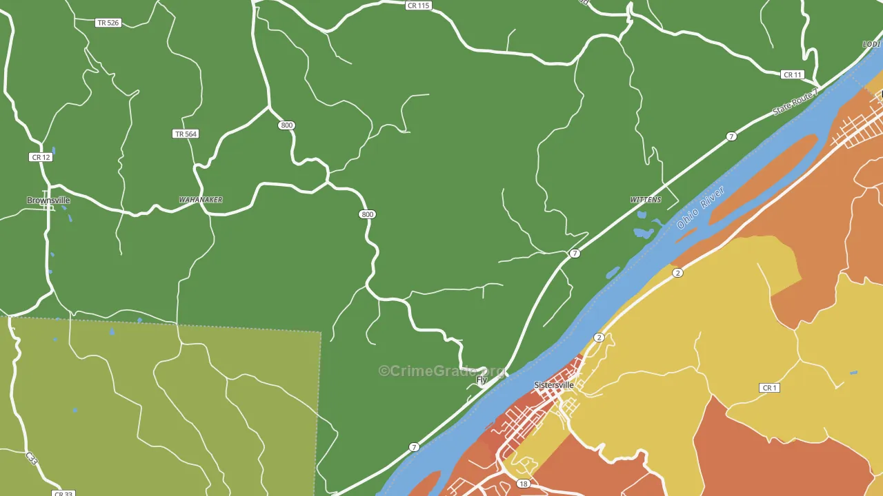 Fly, OH Map of Drug-Related Crime Rates