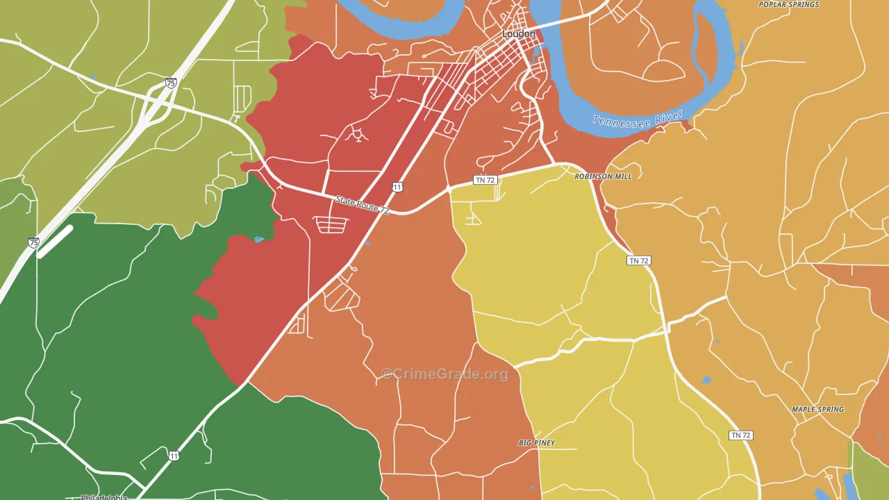 Fochee, TN Map of Drug-Related Crime Rates