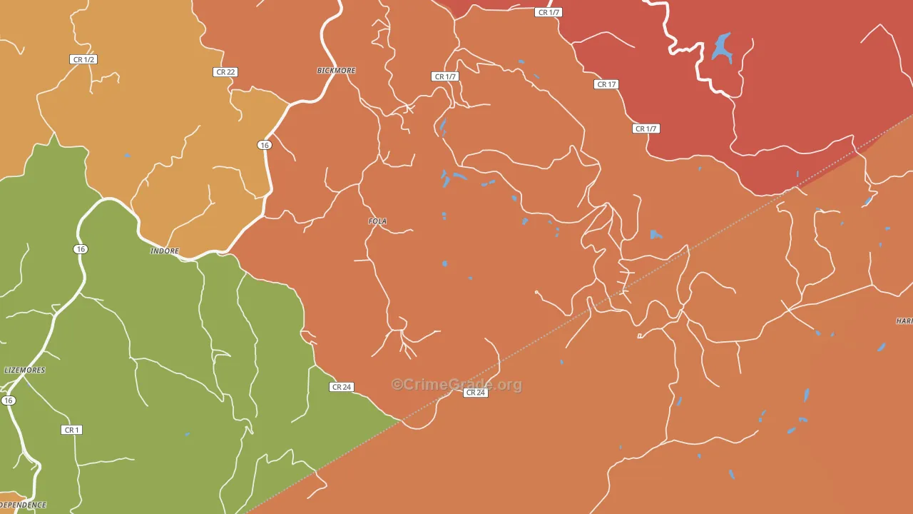 Fola, WV Map of Drug-Related Crime Rates