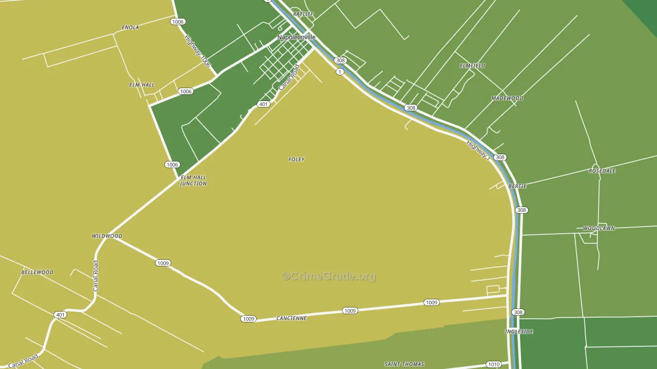 Foley, LA Map of Drug-Related Crime Rates