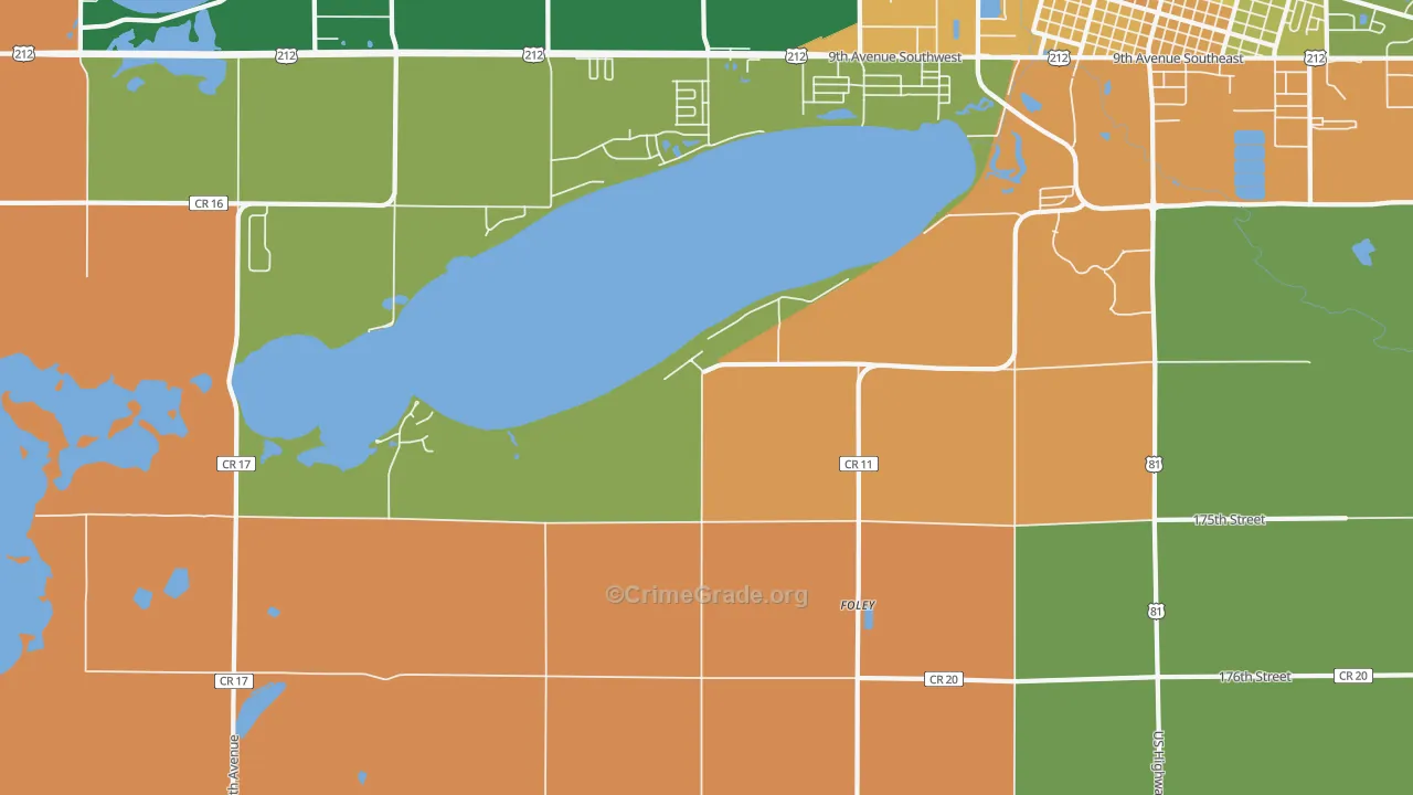 Foley, SD Map of Drug-Related Crime Rates