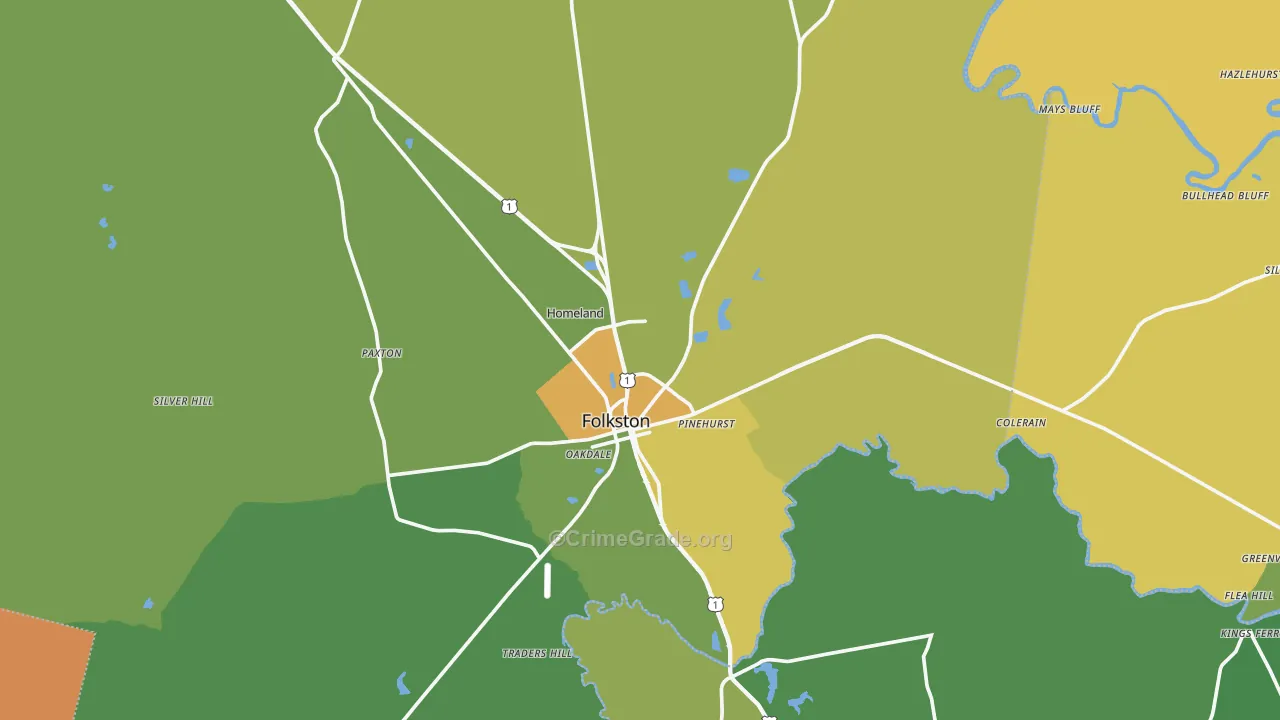 Folkston, GA Map of Drug-Related Crime Rates