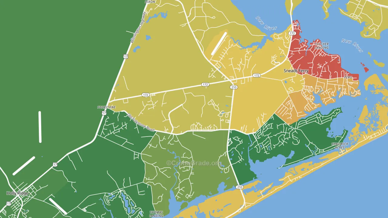 Folkstone, NC Map of Drug-Related Crime Rates