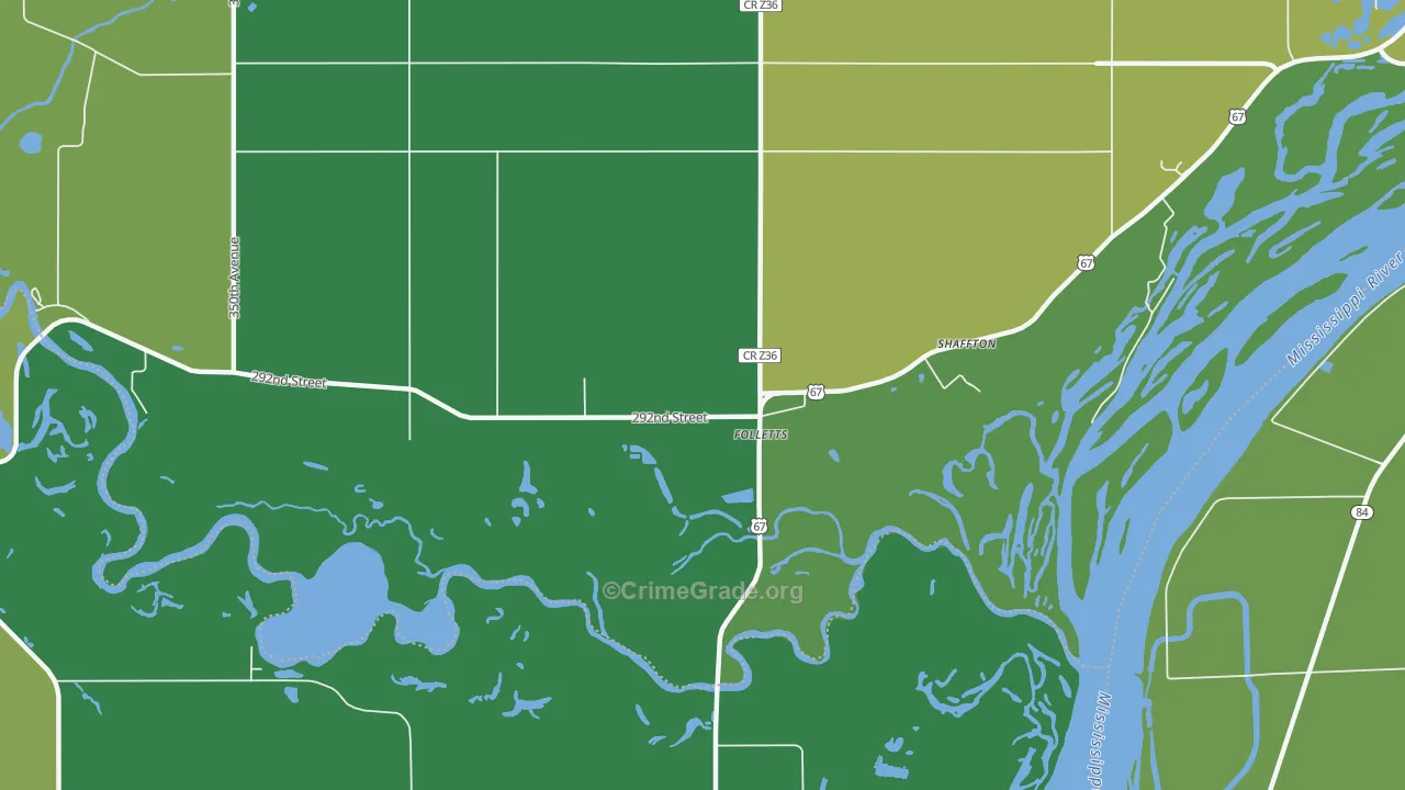 Folletts, IA Map of Drug-Related Crime Rates