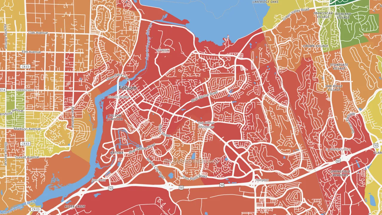 Folsom, CA Map of Drug-Related Crime Rates
