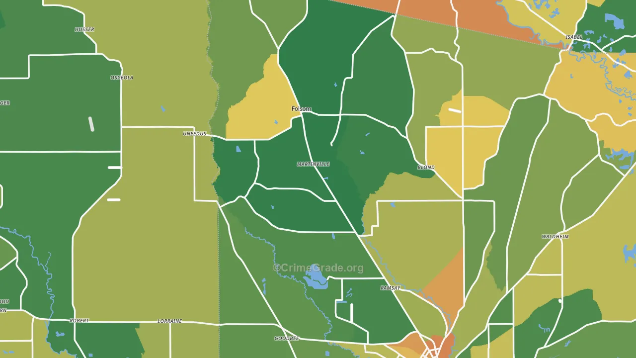 Folsom, LA Map of Drug-Related Crime Rates