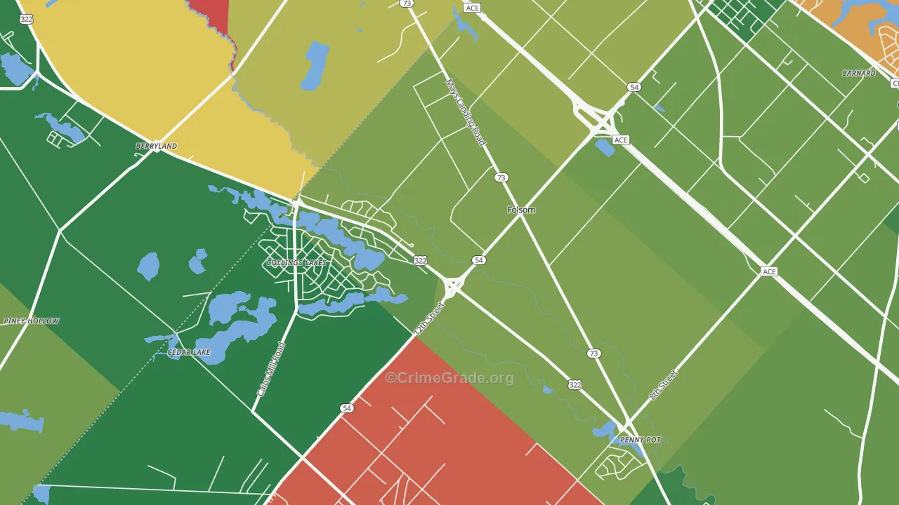Folsom, NJ Map of Drug-Related Crime Rates